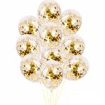 50 Piece - Metallic Gold and Confetti Helium Balloons (Round)