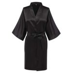 Bride, Bridesmaid Robe Satin /Nightgown - Black - L