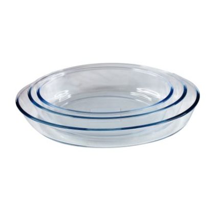 3 Piece Oven Safe Glass Baking, Roasting & Casserole Dish Set - Oval