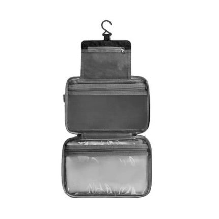 Portable Large Capacity Travel Zipper Toiletry Bag with Hanging Hook - Black