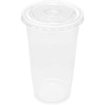 Disposable Polyprop Plastic Clear Cups with Flat Lid with X Hole - 50 Pack - 350 ml