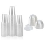 50-Piece Transparent, Disposable Clear Plastic Drinking Cups with Dome Lids - 36 cm