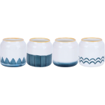 Blue & White Hand-Painted Ceramic Succulent Pots with Hole - Set of 4