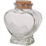 Glass Heart Bottle with Wood Cork - 2 Pack