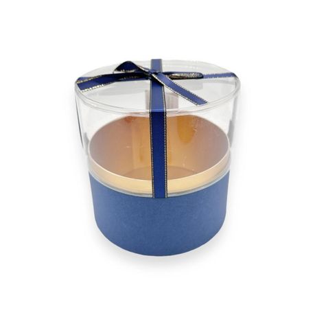 s-pdpxl Round Gift Box with Transparent Cylindrical Lid & Satin Ribbon - Red - Image 1