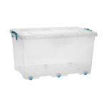 Clear Clip & Lock Storage Box with Wheels (30L)