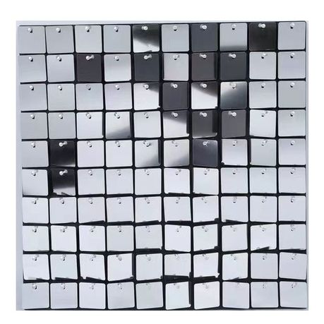 s-pdpxl 40 Pieces Mirror Silver Shimmer Wall Panels Backdrop - 28cm x 28cm Panel - Image 1