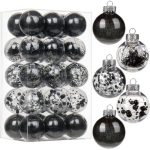 Filled Decorative Transparent Bauble 24Pcs - Black