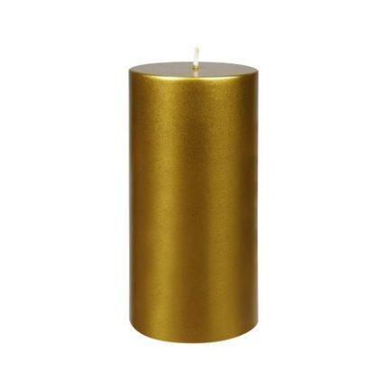 10cm Metallic Gold Pillar Candles - 4 Pack