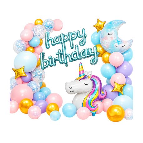 s-pdpxl Unicorn Birthday Balloon Decoration Set 58 Piece - Image 1