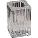 Square Ribbed Glass Candle Holder 6cmH x 4cmD - Set of 4