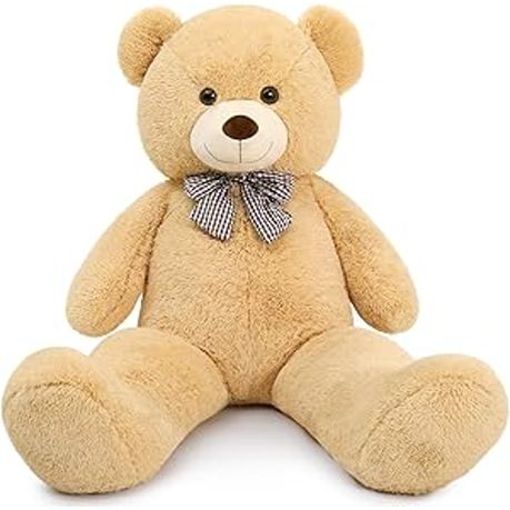 s-pdpxl Flexxy The Flexxer Plush soft Giant Teddy Bear With A Bow - Light Brown - Image 1