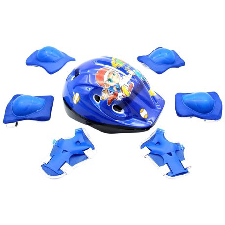 s-pdpxl Kids Cartoon Print Cycling Protective Gear Set - 7 Piece - Pink - Image 1
