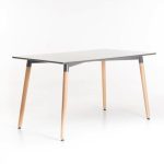 Betty Wooden Leg Dining Table-Dark Grey 6 Seater