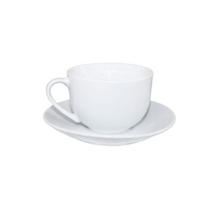 12 Piece Fine Bone Tea Cup & Saucer Drinkware Set - Pure White