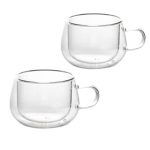 Heat-Resistant Double-Walled Cappuccino Glasses Coffee Glasses, Set of 2 - Tall