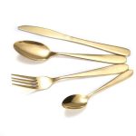 24Pc Dinnerware set Colored Stainless Steel Cutlery Set - Gold