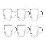 Double-Walled Borosilicate Glass Coffee Cups - Transparent 250ml - 6-Pack