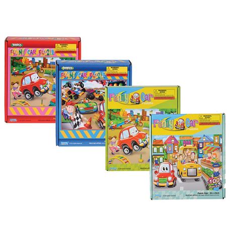 s-pdpxl Bulk Pack x 4 Funny Car Jigsaw Puzzle - 100 Piece - Image 1