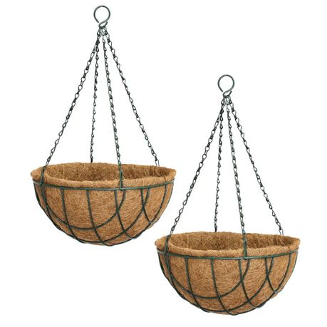 s-pdpxl Hanging Basket with Coconut Coir Liner 35cm (Set of 2) - Image 1