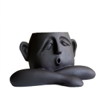 Human Face Shaped With Crossed Arms Ceramic Succulent Planter - Earth