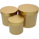 Hat Box Round Stripe 3pc - Silver
