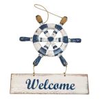 Home Decor Welcome Sign with Ship Wheel - 30cm