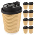 Kraft Ripple Coffee Cup with Lids -50 Pack - 500 ml