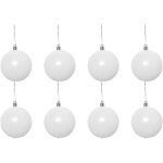 White Hanging Christmas Baubles For Tree Decoration - 80mm - 24 Pack