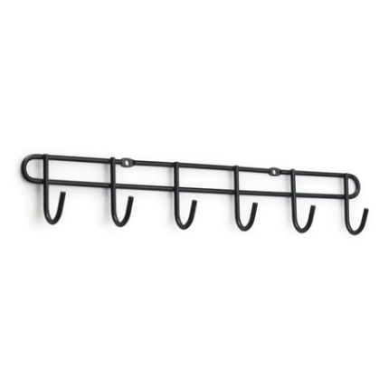 6-Hook Wall-Mount Hook Rack - Chrome-Plated