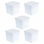 5Lt Ice Cream Storage Container With Lid White - 5 Pack