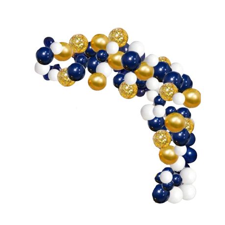 s-pdpxl 100 Pieces Balloon Sets - Dark Blue, Gold & White - Image 1