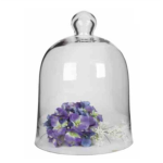 Bell Shaped Glass Food Dome with Round Handle  and  Artificial Flower - M