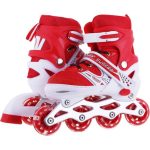 Indoor & Outdoor Adjustable Inline Skates with Illuminating Wheels - Red - M