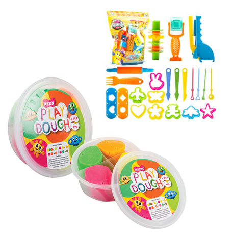 s-pdpxl Set of 2 Play Dough Tubs with 22Pc Dough Tools & Accessories - Image 1