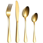 96 Pieces Gold Cutlery Set- 24 Knives,24 Forks,24 Spoons,24 Teaspoons