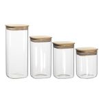 Bamboo Lid Storage Glass Jar - 4 Packs