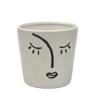 Face Painted V-shape Pot White - Set Of 2