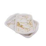 Luxury Houseware Serving Tray Gold Marble Look Set of 2 - Rectangle Set