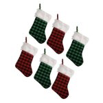 Checkered Christmas Stockings - Green & Red (Pack of 6) 40cm