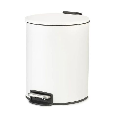 s-pdpxl Metal White Round Pedal Bin 5ltrs - Image 1
