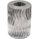 Round Wavy/Ribbed Candle Glass Holder 7cmH x 5cmD - Set of 4
