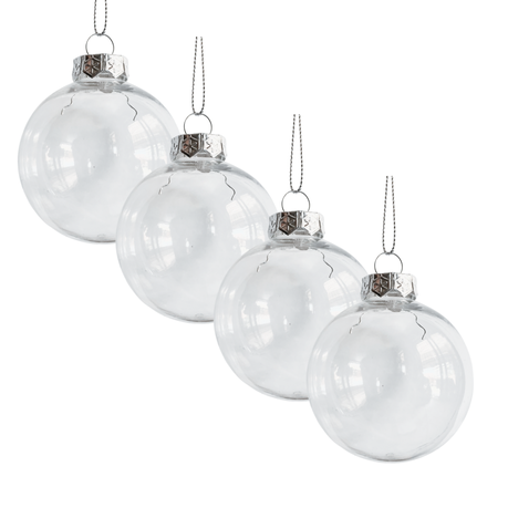 s-pdpxl Transparent Baubles (8cm) - Christmas Pack of 4 - Image 1