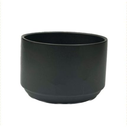 Round Ceramic Pot With Hole - Black
