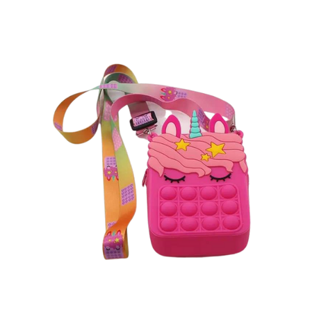 s-pdpxl Unicorn Push Pop Fidget Toy Messenger Bag for Girls - Light Pink - Image 1
