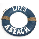 Wood Buoy Life`s a Beach Blue - 30cm