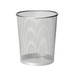 Wire Mesh Metal Round Waste Bins (Set of 2) Silver