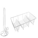 Chrome Plated Paper Towel Holder Flower + Dish Rack 47x29x10cm