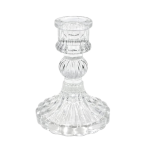 Ribbed Clear Glass Candle Holders - 4 Pack