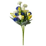 Artificial Marigold Flowers - White and Purple - 30cm - Set of 6